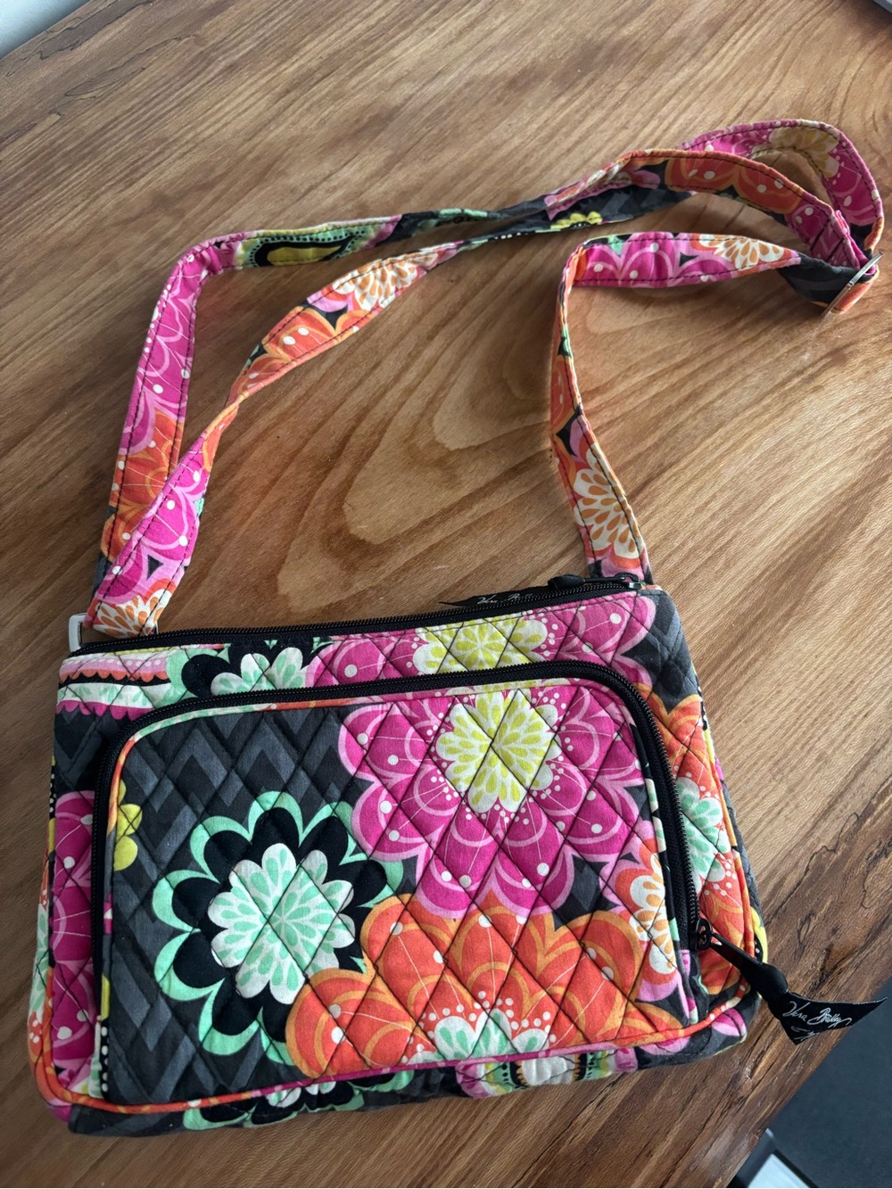 Vera Bradley Quilted Floral Crossbody in Pink, Orange & Green